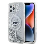 Karl Lagerfeld KLHMP12MLGCHSGH Hardcase transparent Liquid Glitter Choupette He Kryt iPhone 12 / 12 Pro