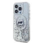 Karl Lagerfeld KLHMP13XLGCHSGH Hardcase transparent Liquid Glitter Choupette H Kryt iPhone 13 Pro Max