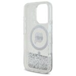 Karl Lagerfeld KLHMP16LLGKISGH Hardcase transparent Liquid Glitter Karl Head Magsa Kryt iPhone 16 Pro Max