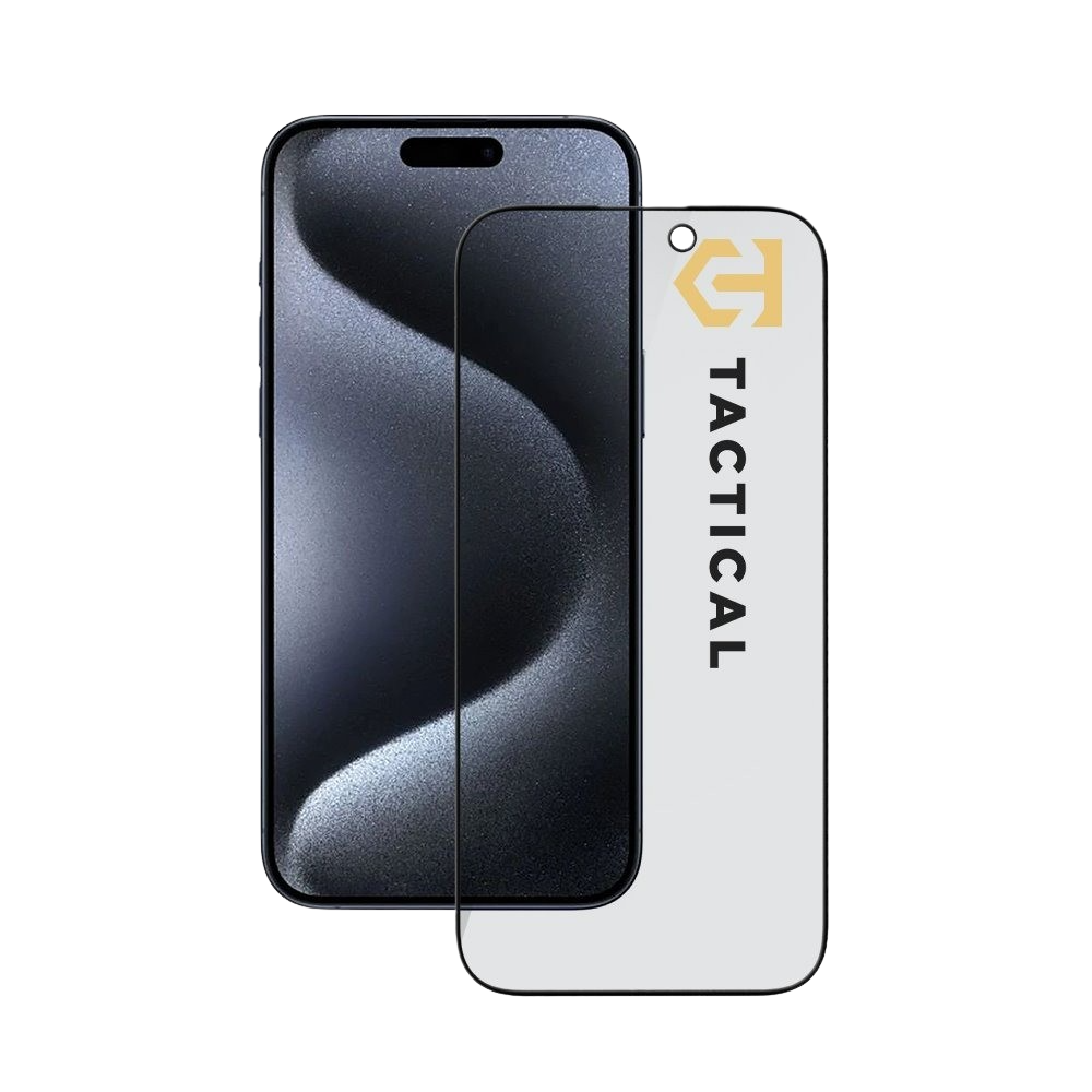 Tactical Glass Shield Privacy Stealth 5D Glass Apple Black iPhone 15 Pro