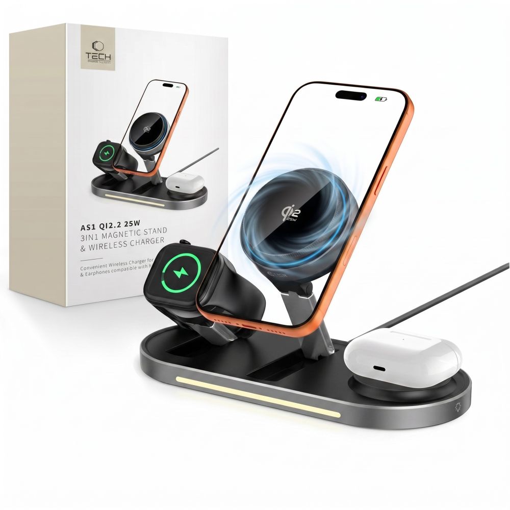 Tech-Protect A51 Arcticboost 3in1 Magnetic MagSafe Wireless Charger 25W Qi2.2 Black