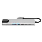 Tech-Protect Hb09 Hub Adapter 8in1 Type-C + USB-A 3.0 + USB C3.0 + HDMI4K 60Hz + SD/TF + PD 100W + RJ45 1000Mb/s Space Grey