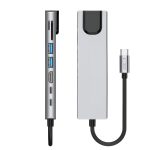 Tech-Protect Hb09 Hub Adapter 8in1 Type-C + USB-A 3.0 + USB C3.0 + HDMI4K 60Hz + SD/TF + PD 100W + RJ45 1000Mb/s Space Grey