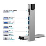 Tech-Protect Hb09 Hub Adapter 8in1 Type-C + USB-A 3.0 + USB C3.0 + HDMI4K 60Hz + SD/TF + PD 100W + RJ45 1000Mb/s Space Grey