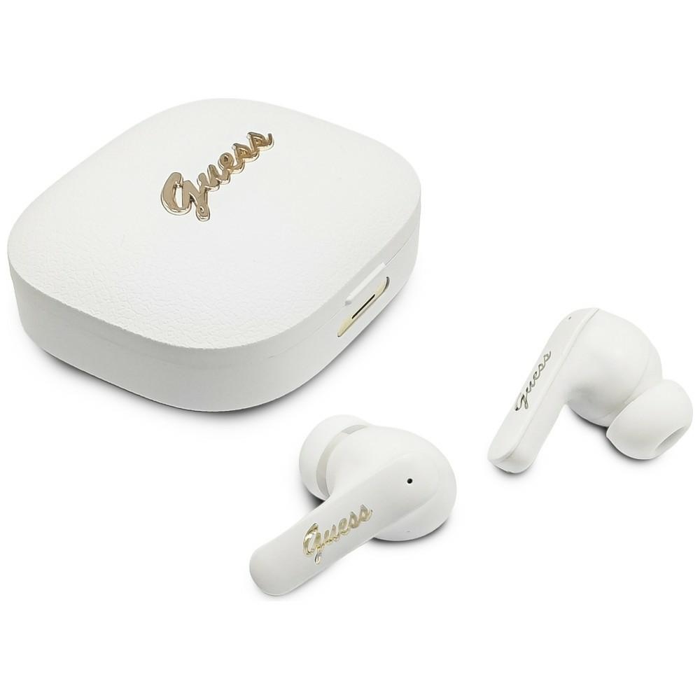 Earphone TWS Guess Script Metal Logo Wireless Headphones white