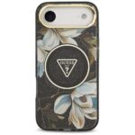 Guess IML Glitter Flowers Triangle MagSafe black Kryt iPhone 17 Air