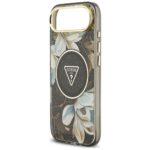 Guess IML Glitter Flowers Triangle MagSafe black Kryt iPhone 17 Air